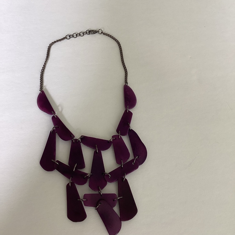 Veronica Riley Martens Rectilinear Bib Necklace Purple Sustainable Lightweight